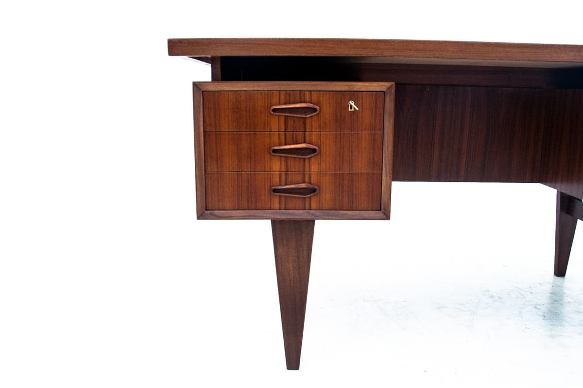 Desk, brown teak, Denmark, 1960s. - 67236