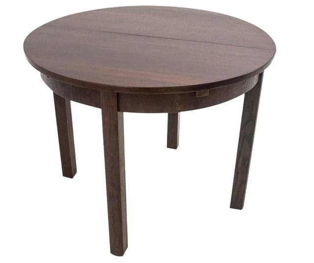 Art Deco Table, dark brown oak, Poland, 1940s - DIMENSION