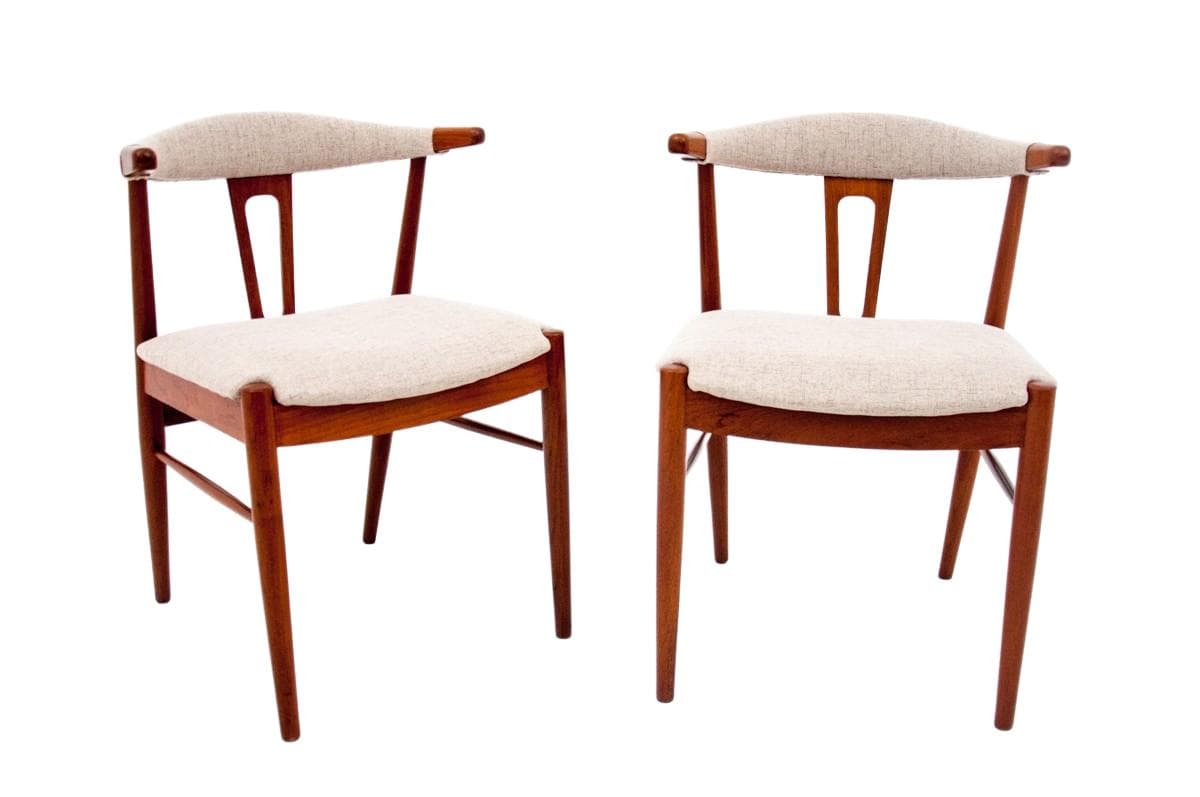 Tekowe krzesła, skandynawski design, Dania, lata 60.