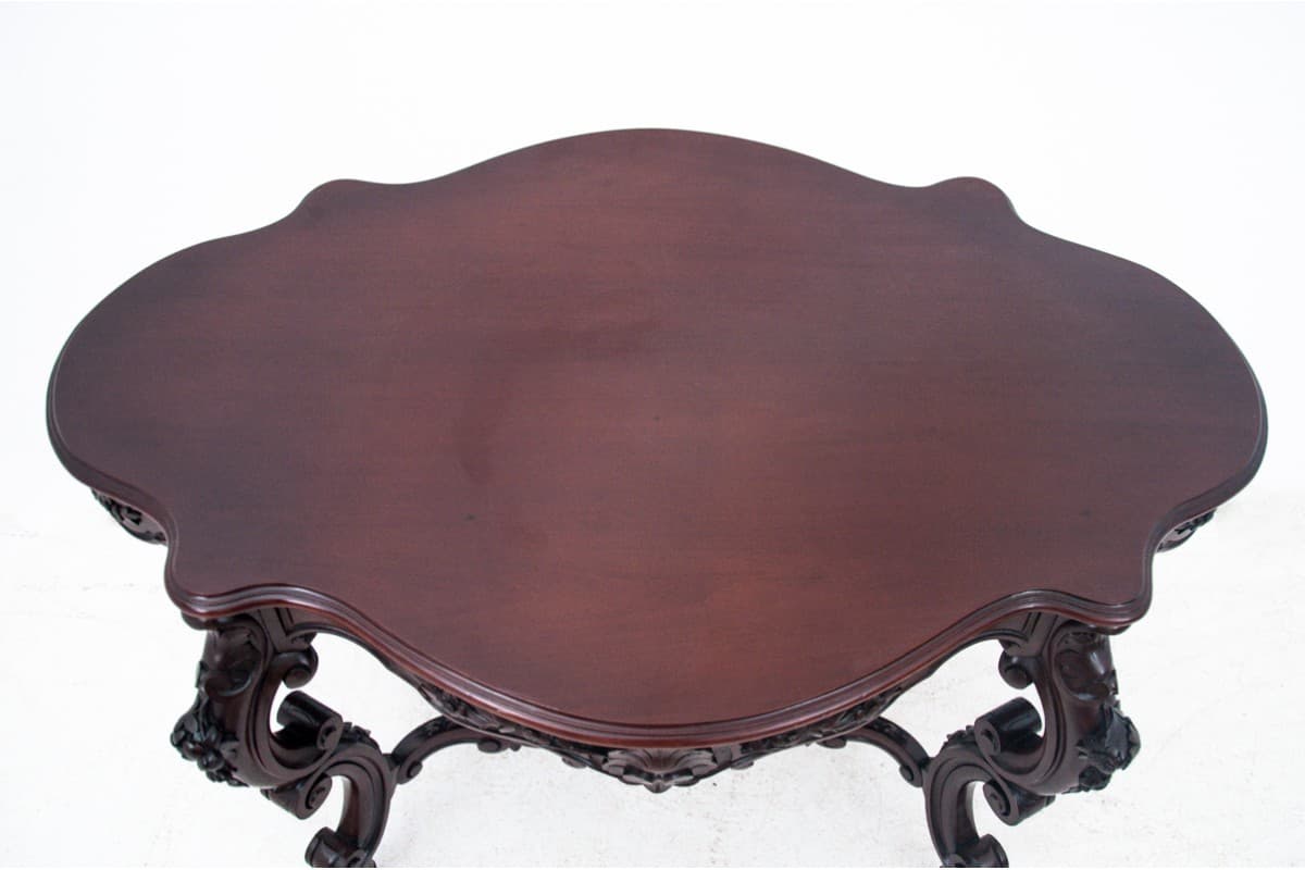 Rococo Table, reddish-brown mahogany, France, 1870s - 67147