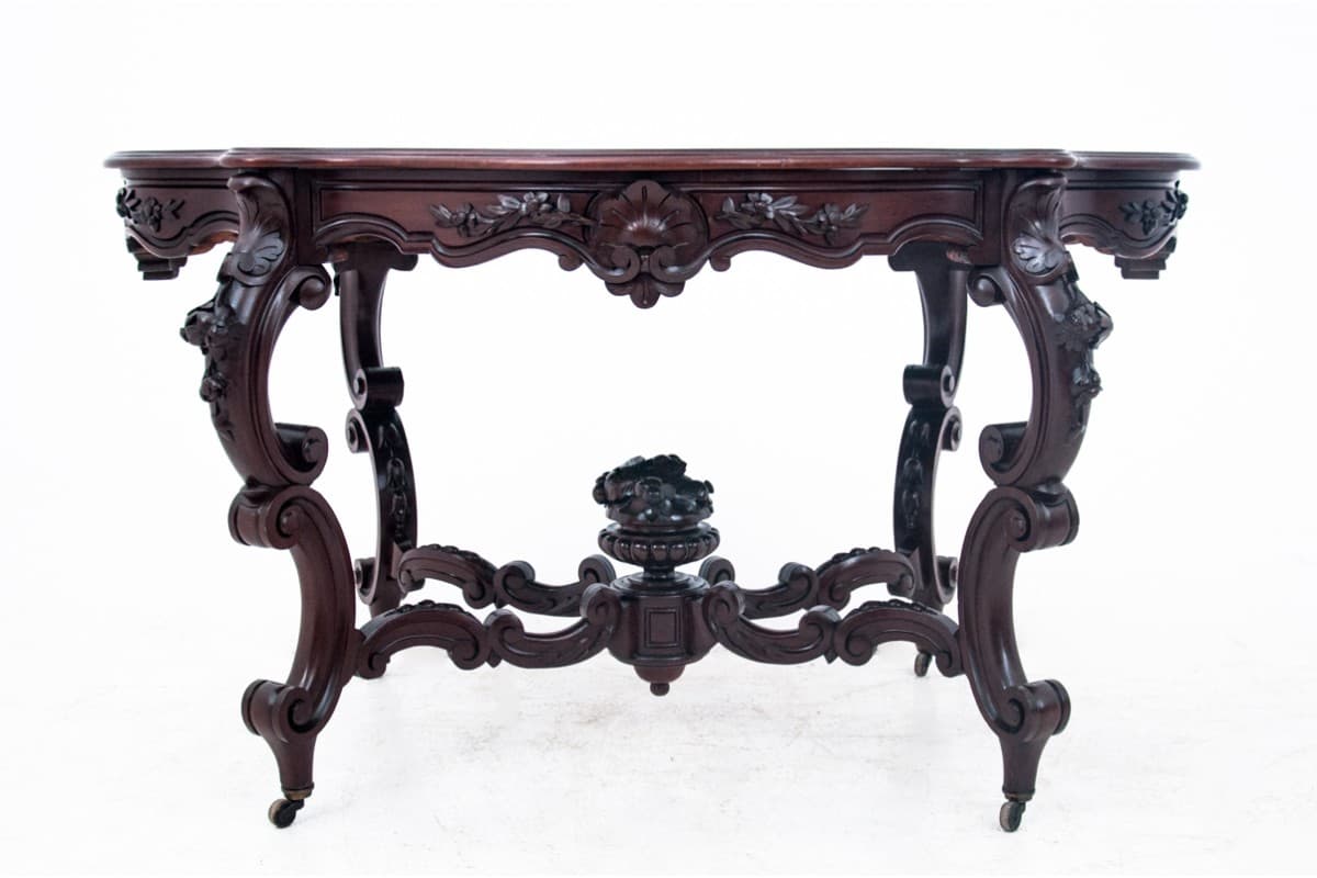 Rococo Table, reddish-brown mahogany, France, 1870s - 67145