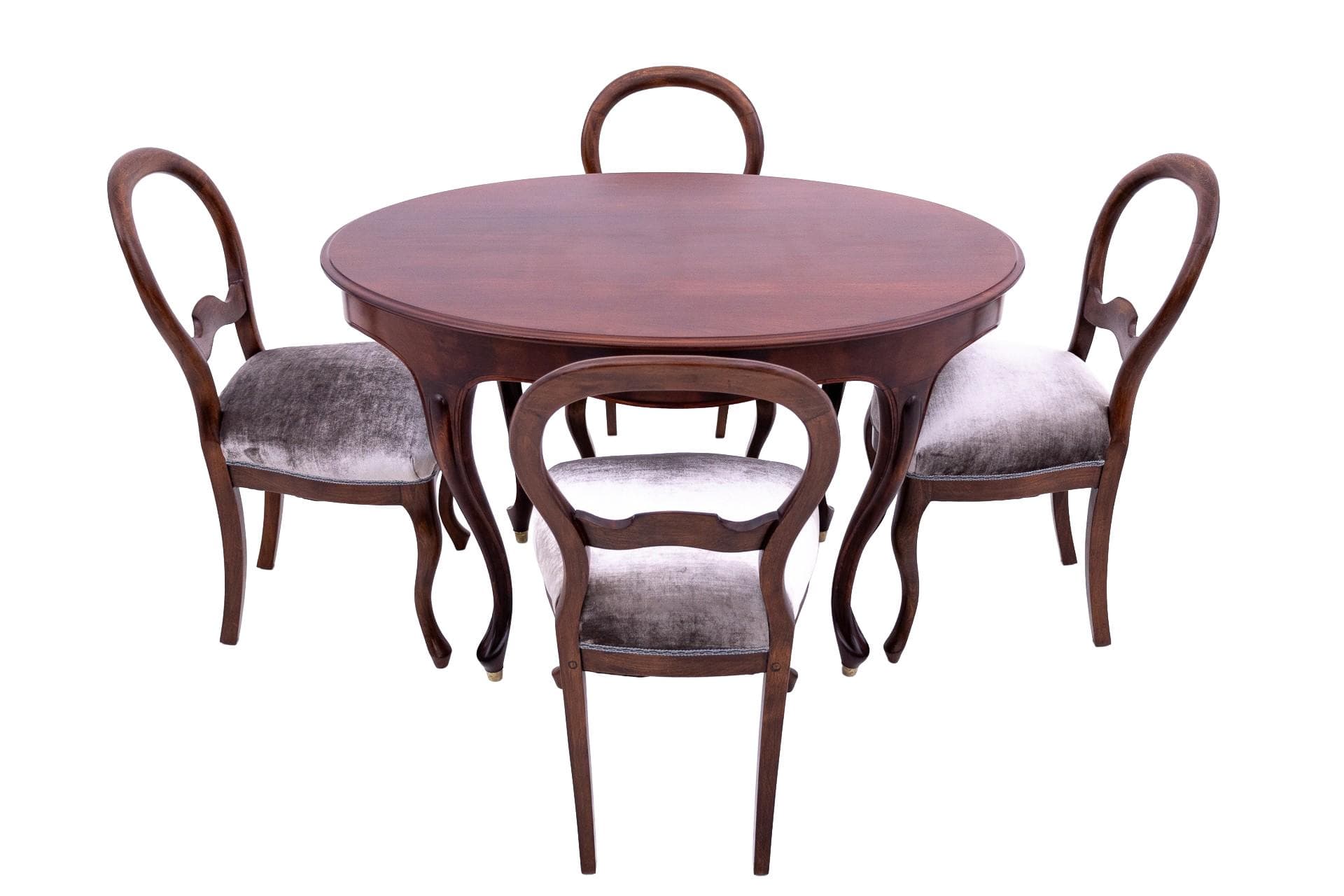 Dining Set, Biedermeier, dark brown walnut, Northern Europe, 19th c.