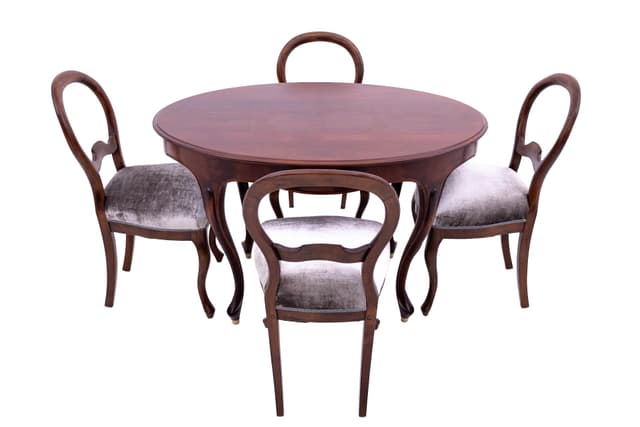 Dining Set, Biedermeier, dark brown walnut, Northern Europe, 19th c. - DIMENSION