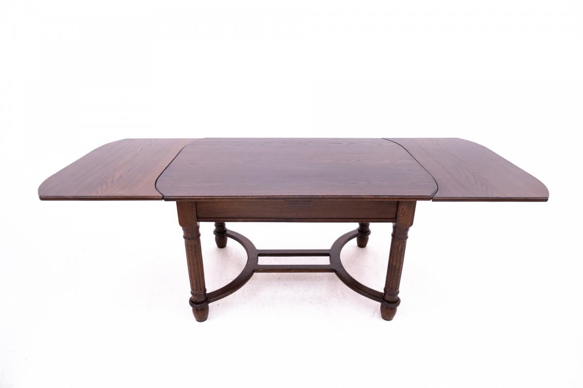 Zestaw jadalniany, drewno brąz – dark, skóra brąz – dark, Francja, XIX w. - 67073