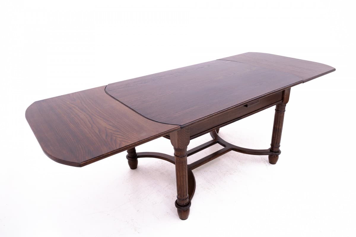 Zestaw jadalniany, drewno brąz – dark, skóra brąz – dark, Francja, XIX w. - 67074