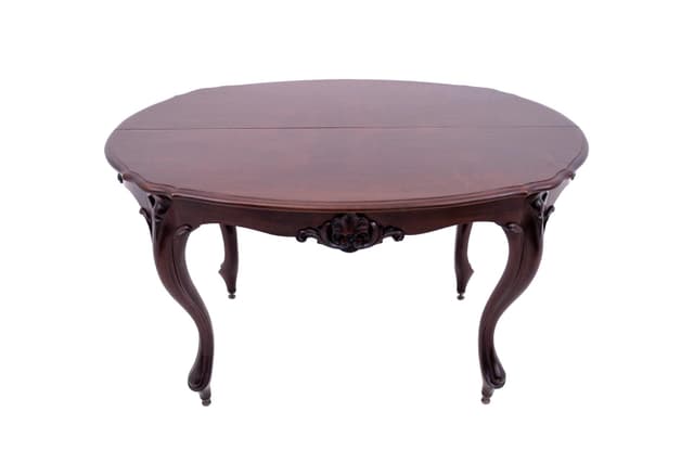 Oval table, dark brown mahogany, Western Europe, 1920s - DIMENSION
