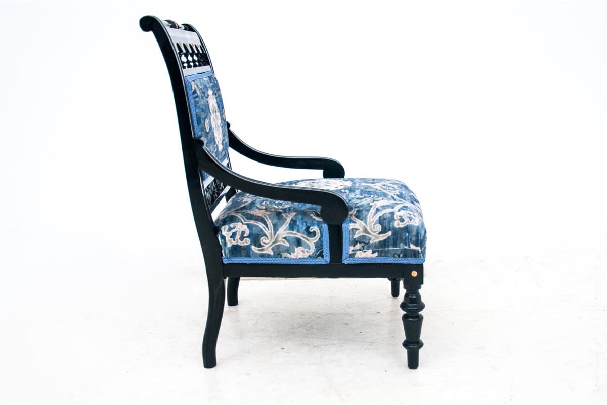 Komplet salonowy, drewno czarne, proj. H. Makart, Austria, lata 40. XIX w. - 67045