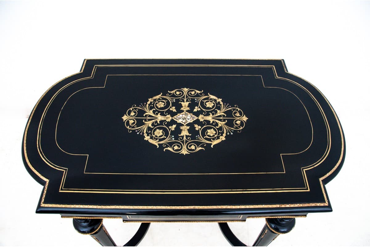 Komplet salonowy, drewno czarne, proj. H. Makart, Austria, lata 40. XIX w. - 67048