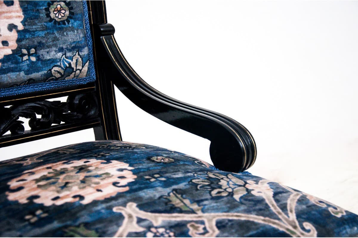 Komplet salonowy, drewno czarne, proj. H. Makart, Austria, lata 40. XIX w. - 67043