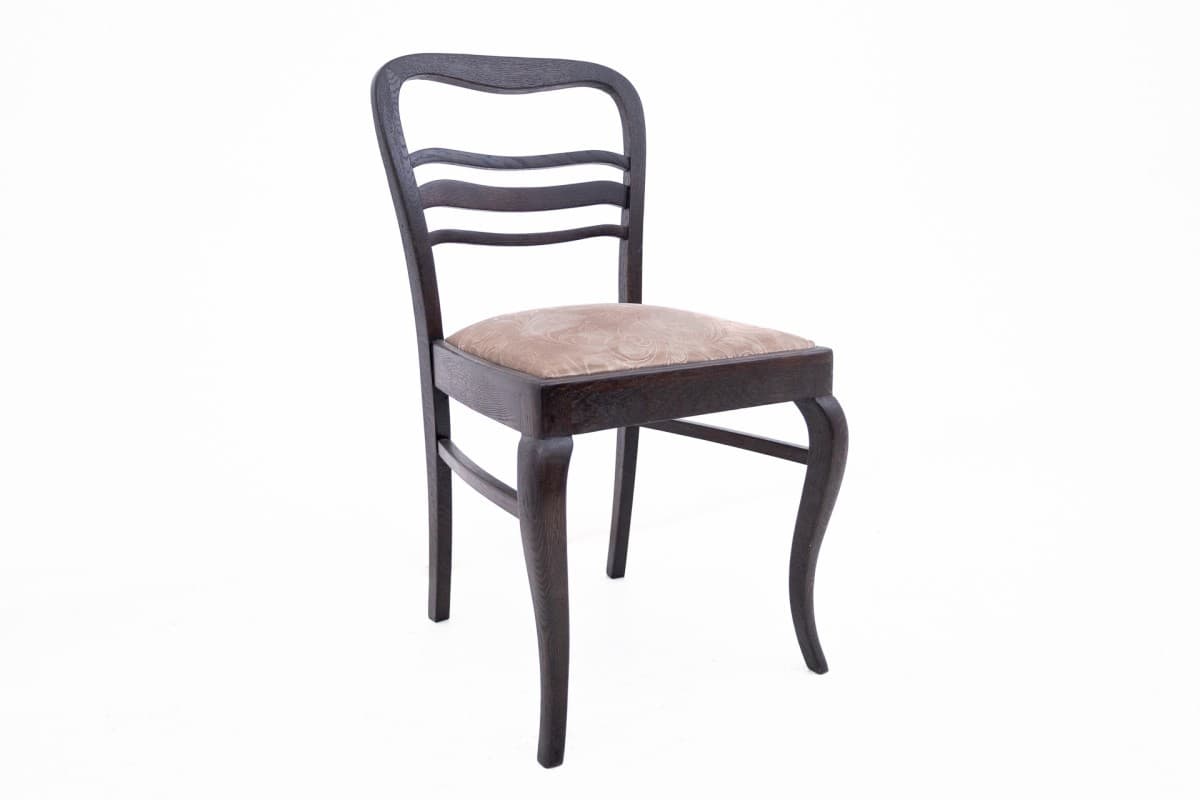 Set round table and chairs, Neoclassical Art Nouveau, dark brown oak, Western Europe, early 20th c. - 72927