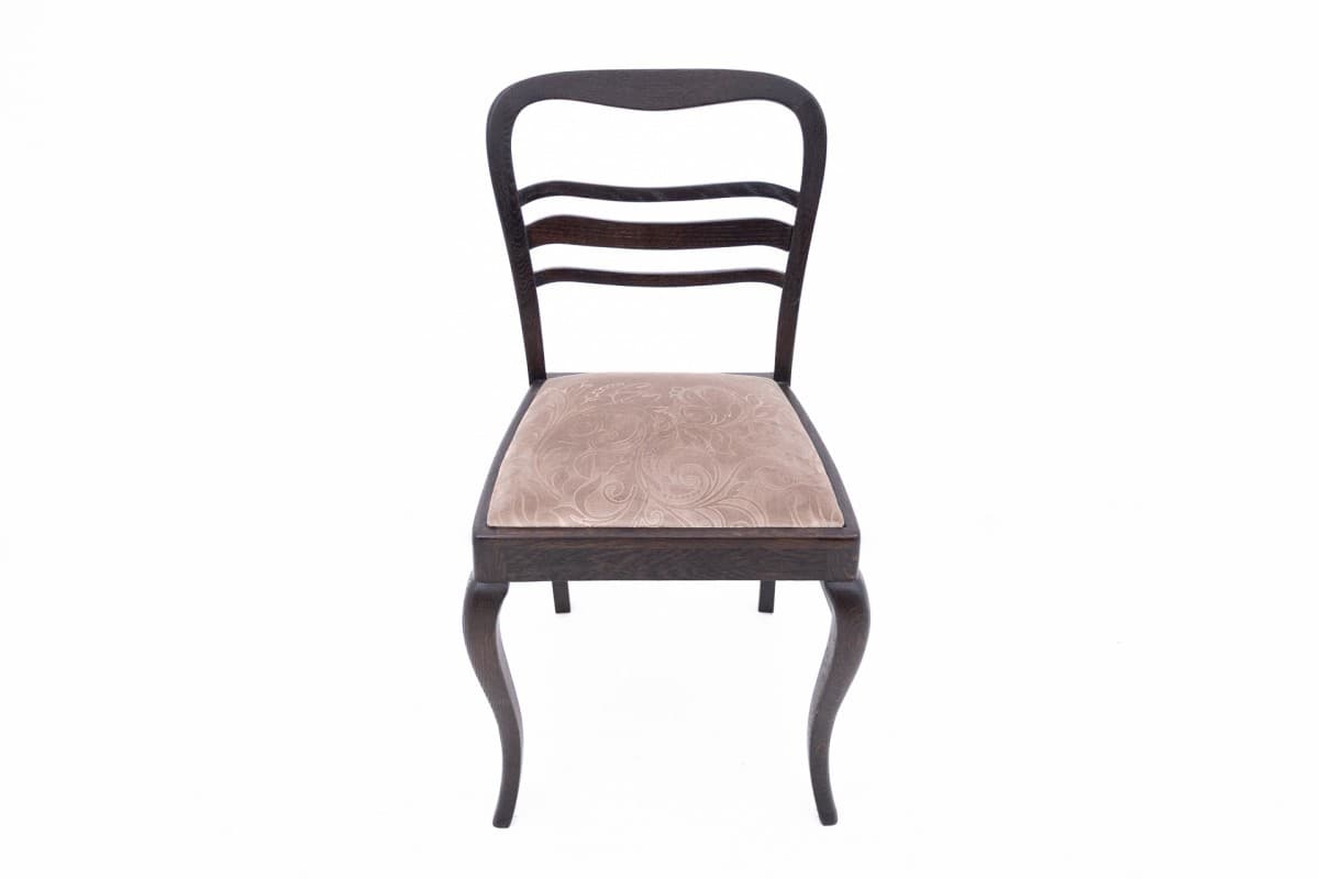 Set round table and chairs, Neoclassical Art Nouveau, dark brown oak, Western Europe, early 20th c. - 72924