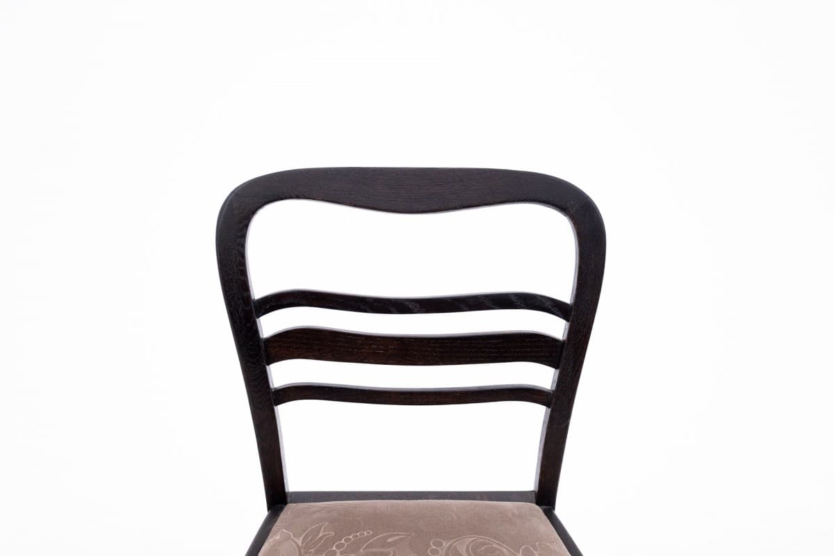 Set round table and chairs, Neoclassical Art Nouveau, dark brown oak, Western Europe, early 20th c. - 72926