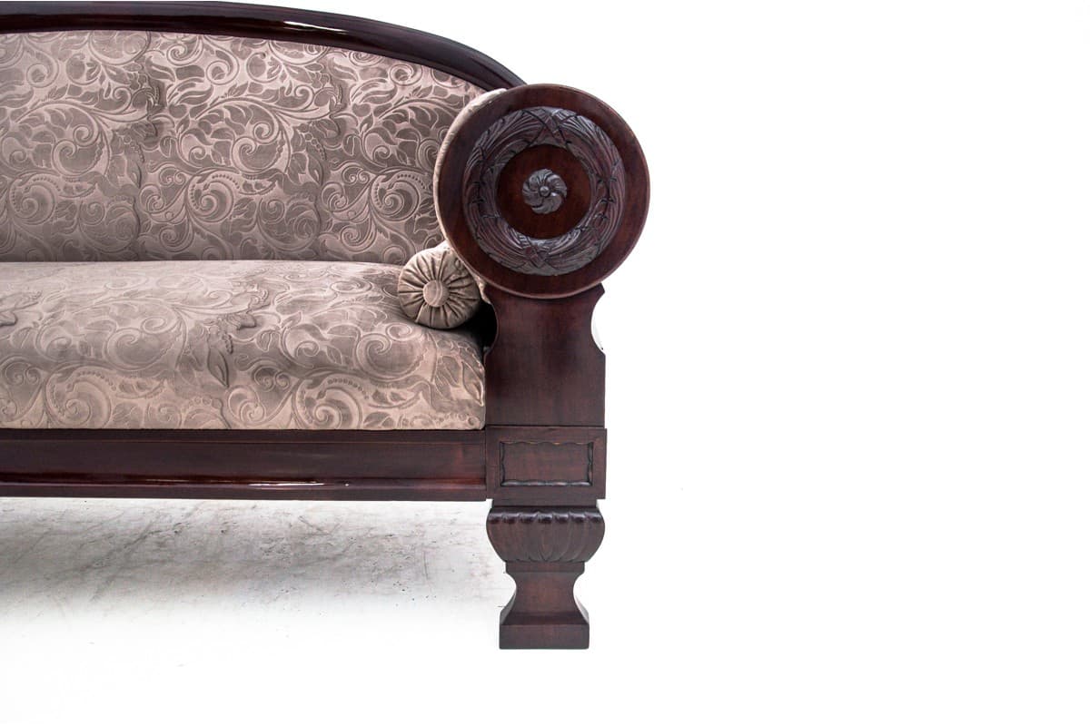 Sofa Biedermeier, mahoń, beż, Europa Północna, XIX w. - 72964