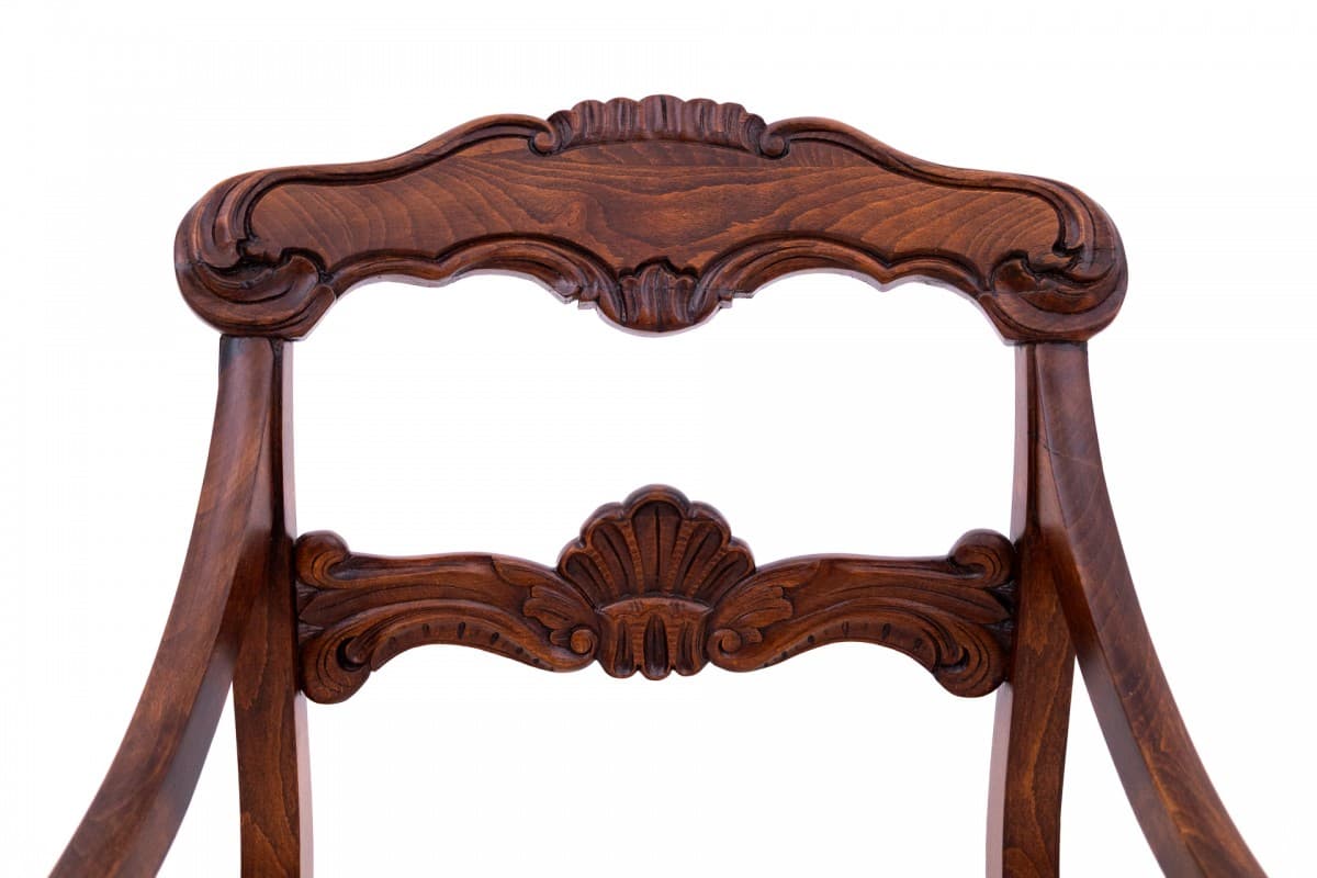 Fotel Biedermeier, buk, kremowobiały, Europa Północna, początek XX w. - 73187