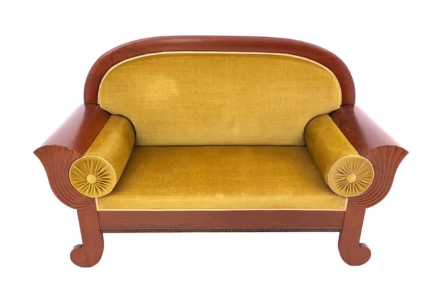 Sofa Biedermeier, yellow velvet, wood, Northern Europe, 1880s - DIMENSION