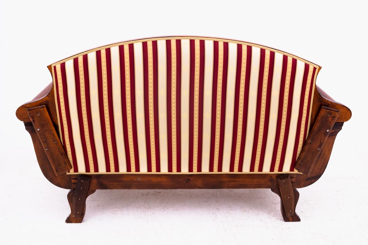 Sofa biedermeier, beżowy, drewno, Europa Północna, koniec XIX w. - 73042