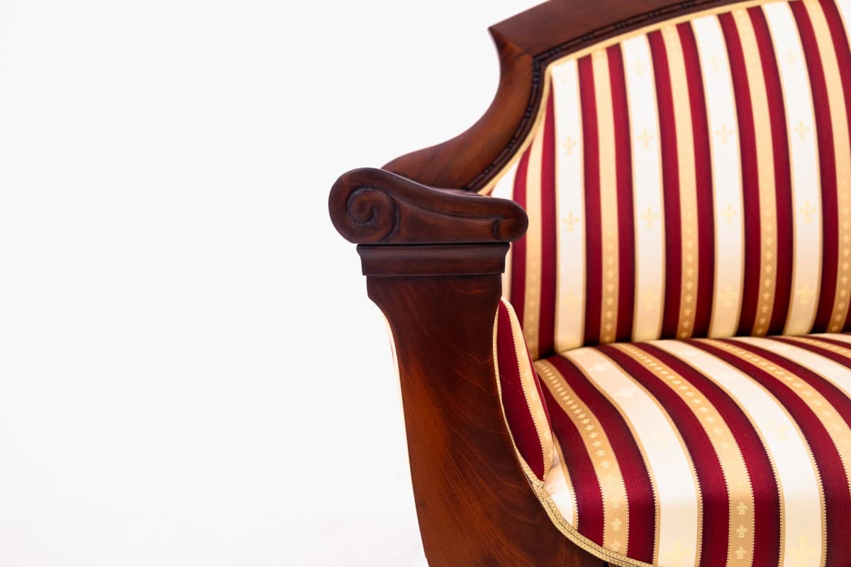 Sofa biedermeier, beżowy, drewno, Europa Północna, koniec XIX w. - 73038