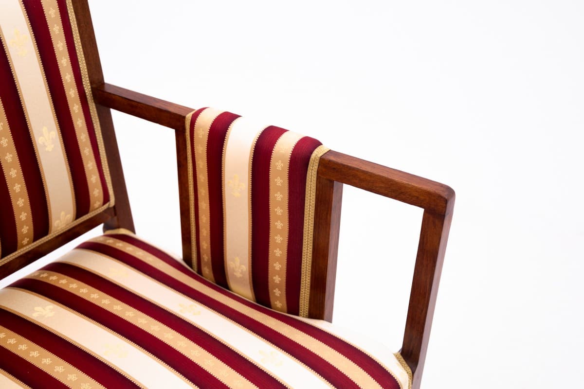 Komplet salonowy, drewno brąz, tapicerka burgund beż złoty, Francja, koniec XIX w. - 73047