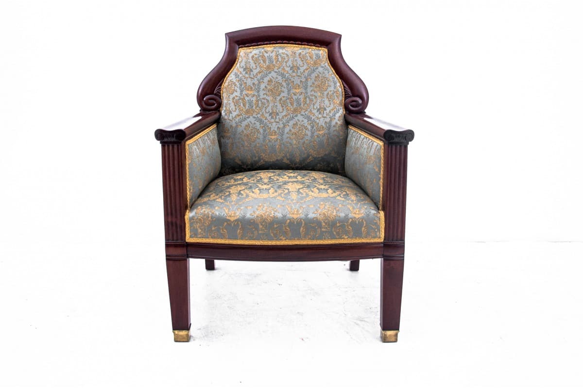 Pair of Biedermeier armchairs, multicolor, mahogany, Northern Europe, 1860s - 73242