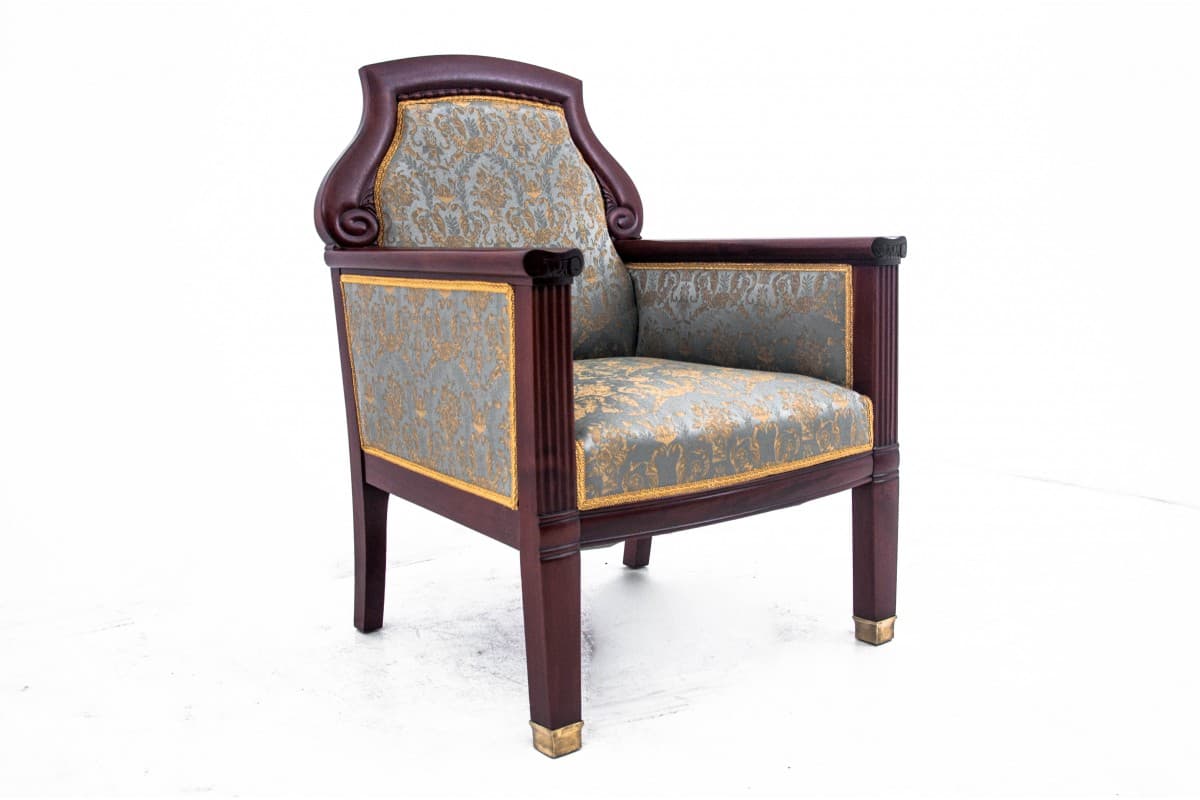 Pair of Biedermeier armchairs, multicolor, mahogany, Northern Europe, 1860s - 73243