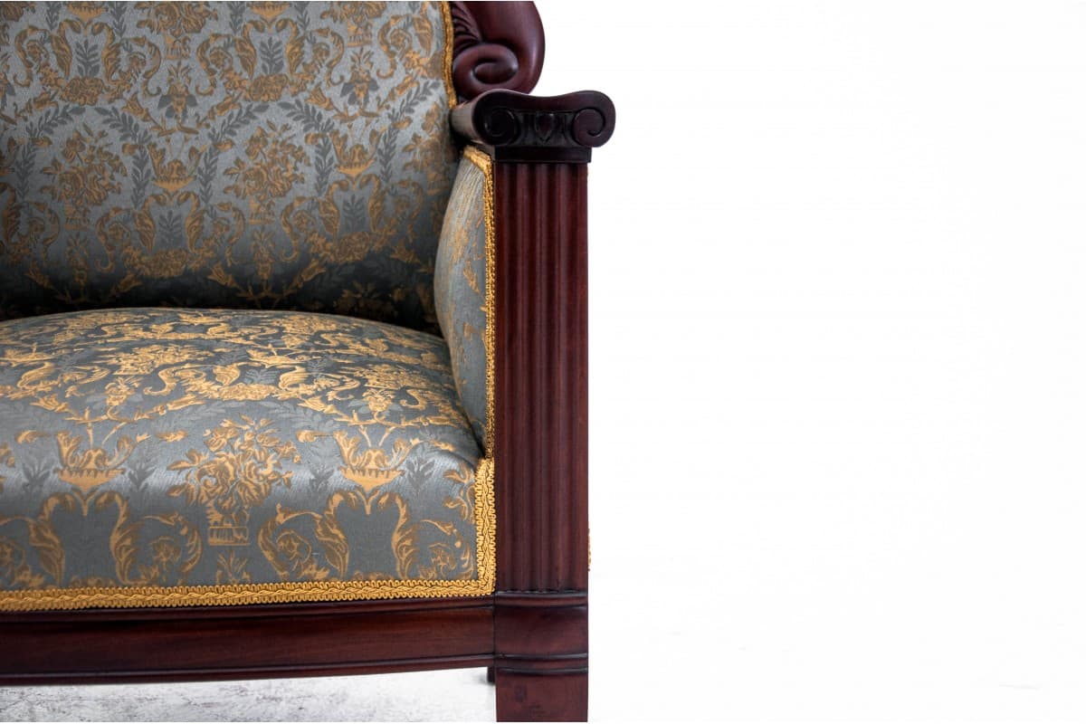 Pair of Biedermeier armchairs, multicolor, mahogany, Northern Europe, 1860s - 73248