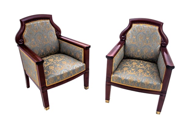 Pair of Biedermeier armchairs, multicolor, mahogany, Northern Europe, 1860s - DIMENSION