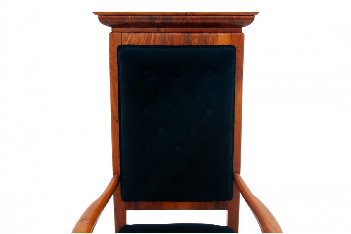 Fotel tronowy, velvet czarny, drewno, Europa Zachodnia, lata 20. - 73274