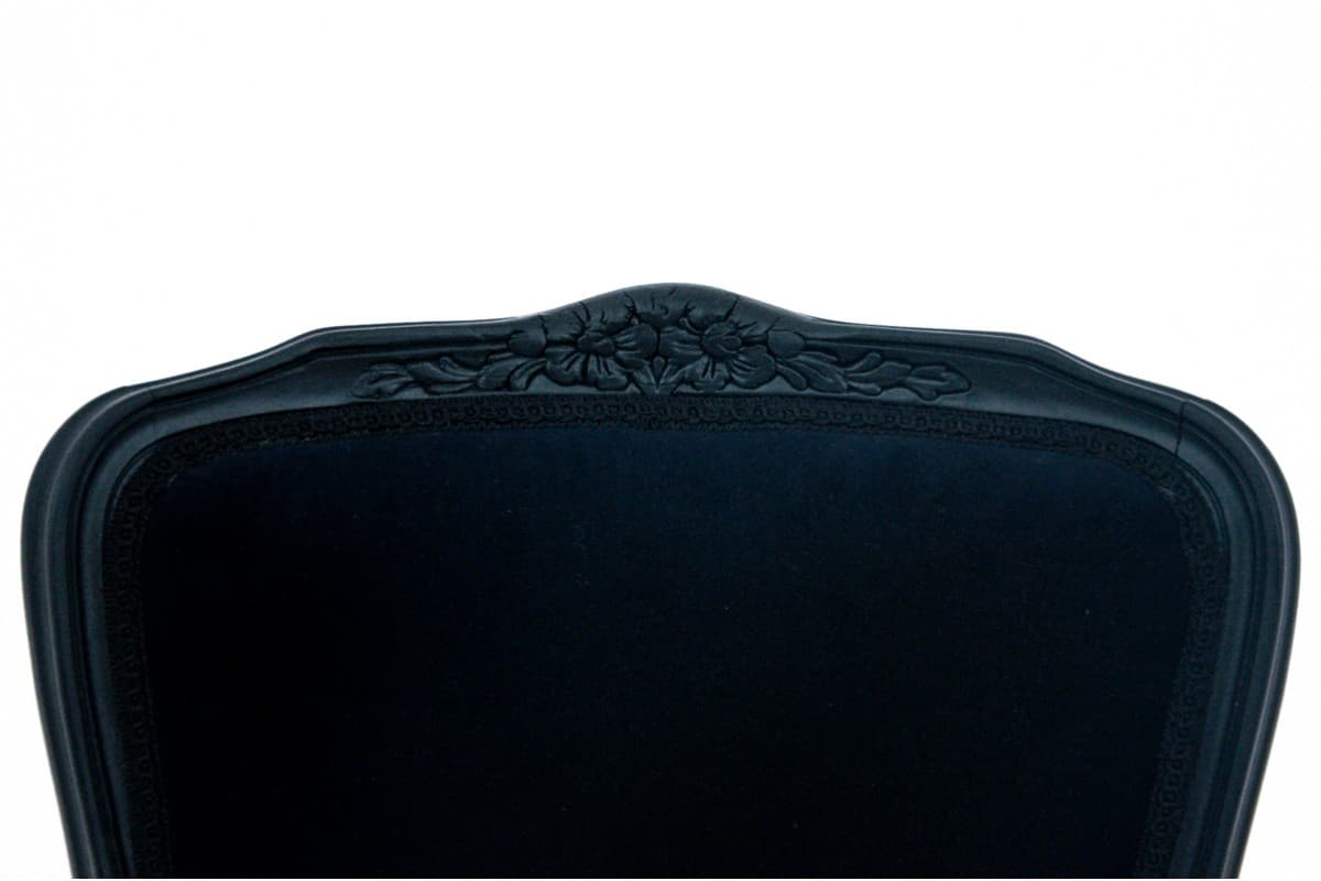 Fotel, neo-barok, velvet granatowy, drewno, Szwecja, lata 40. - 75631