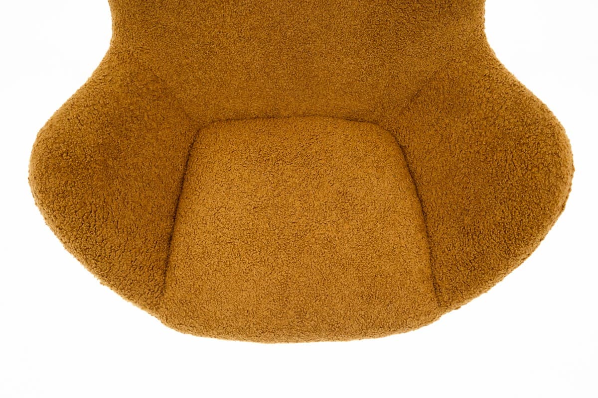 Armchair Egg, yellow boucle, aluminum, by A. Jacobsen, Fritz Hansen, Denmark, 1960s. - 75652