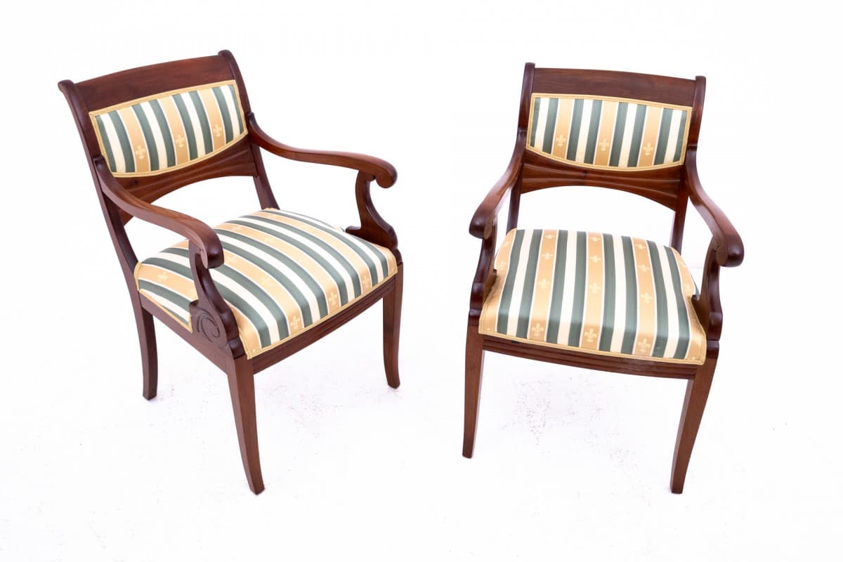 Pair of armchairs Empire, golden, wood, Northern Europe, 19th c. - 75696