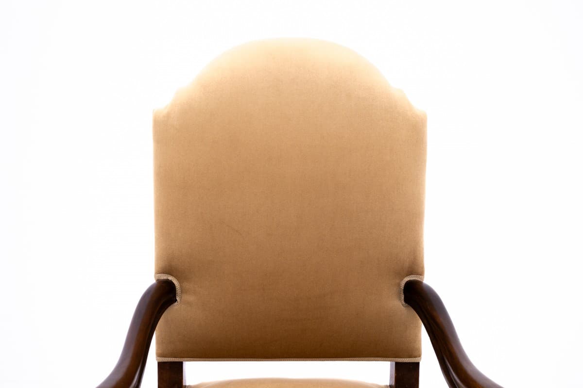 Pair of Baroque armchairs, beige velvet, dark wood, Western Europe, early 20th c. - 75733