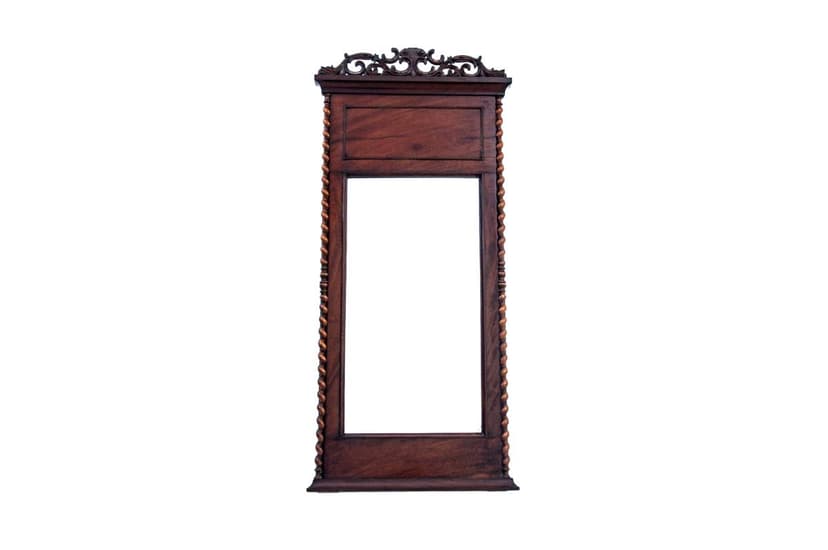 Neoclassical wall mirror, dark brown mahogany, Norway, early 20th c.