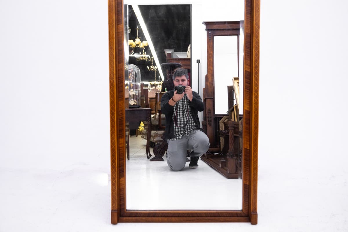 Lustro secesyjne, orzech, Francja, początek XX w. - 76569