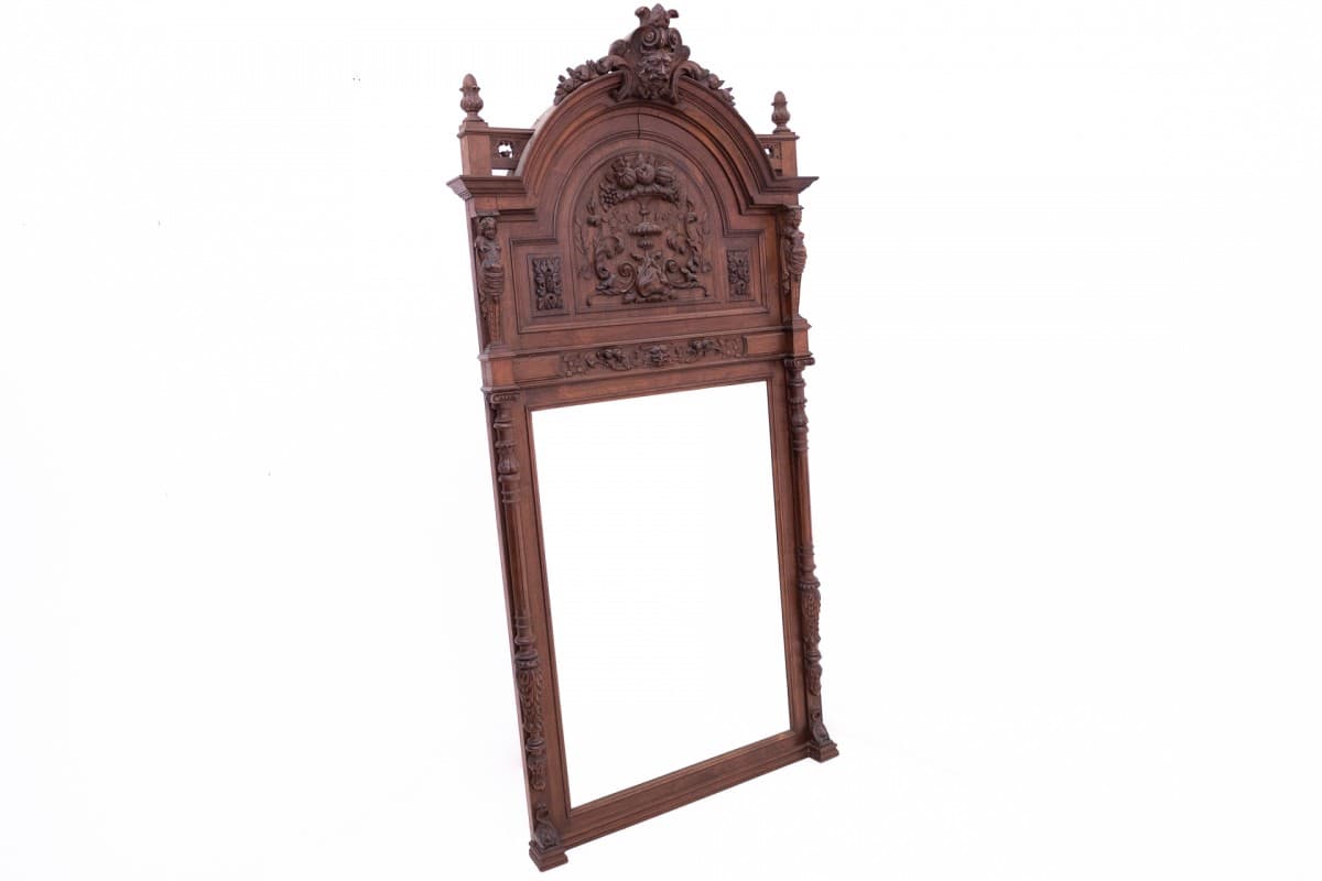Renaissance Mirror, dark brown walnut, France, 19th c. - 76600