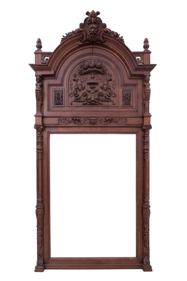 Renaissance Mirror, dark brown walnut, France, 19th c. - DIMENSION