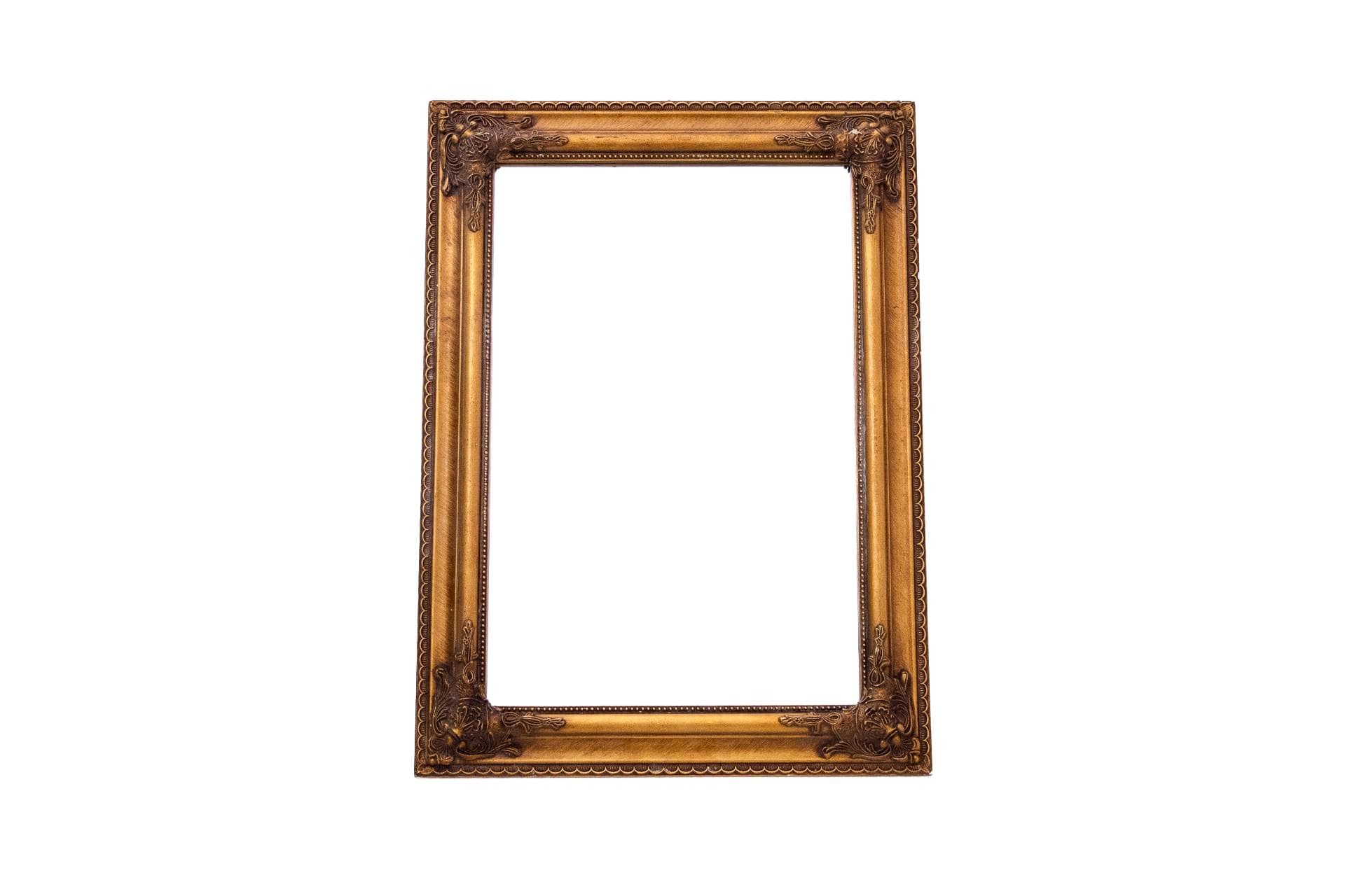 Lustro ścienne, rama drewno złoty, Europa Zachodnia, lata 50.