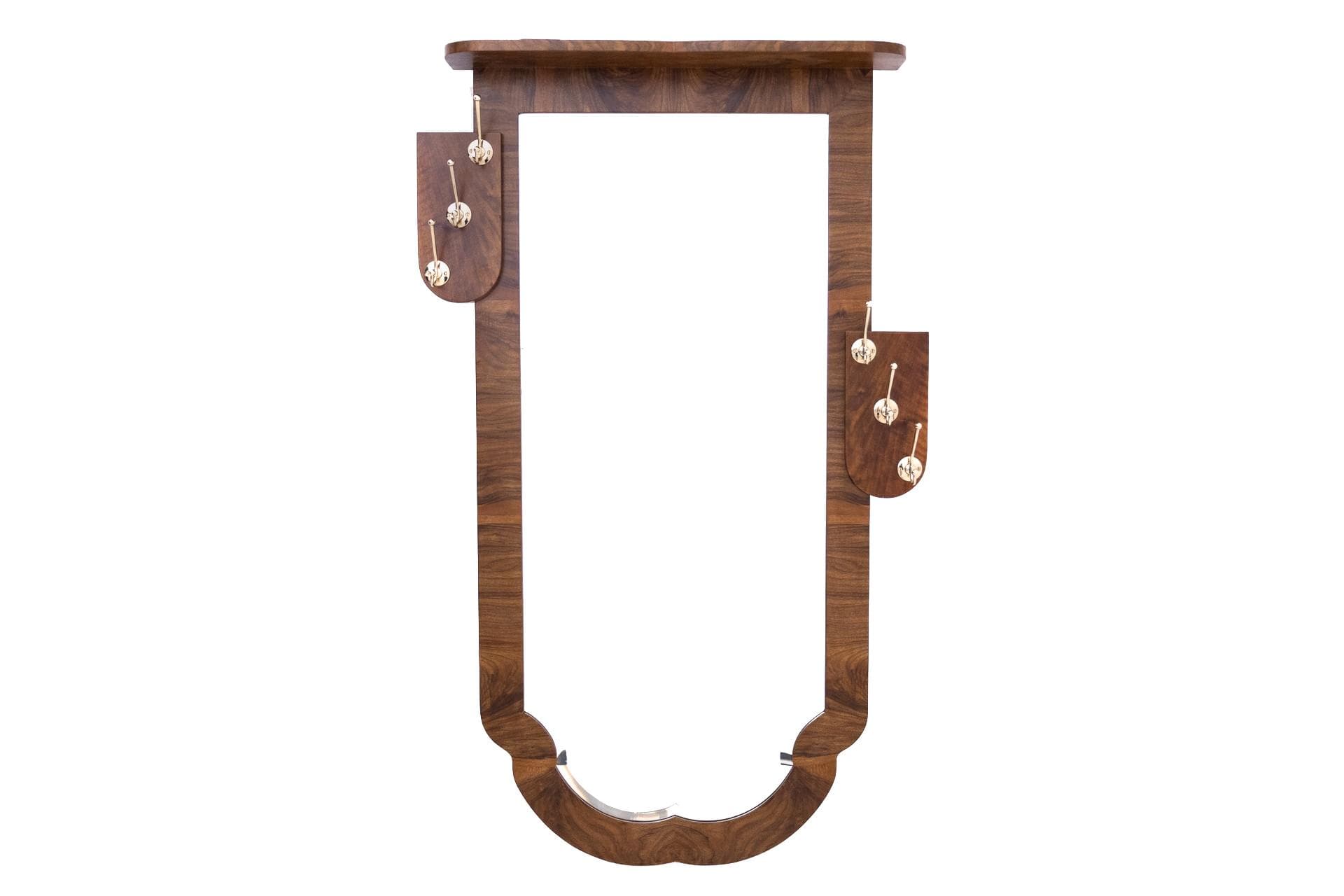 Hall stand Art Deco, walnut brown, Poland, 1950s.