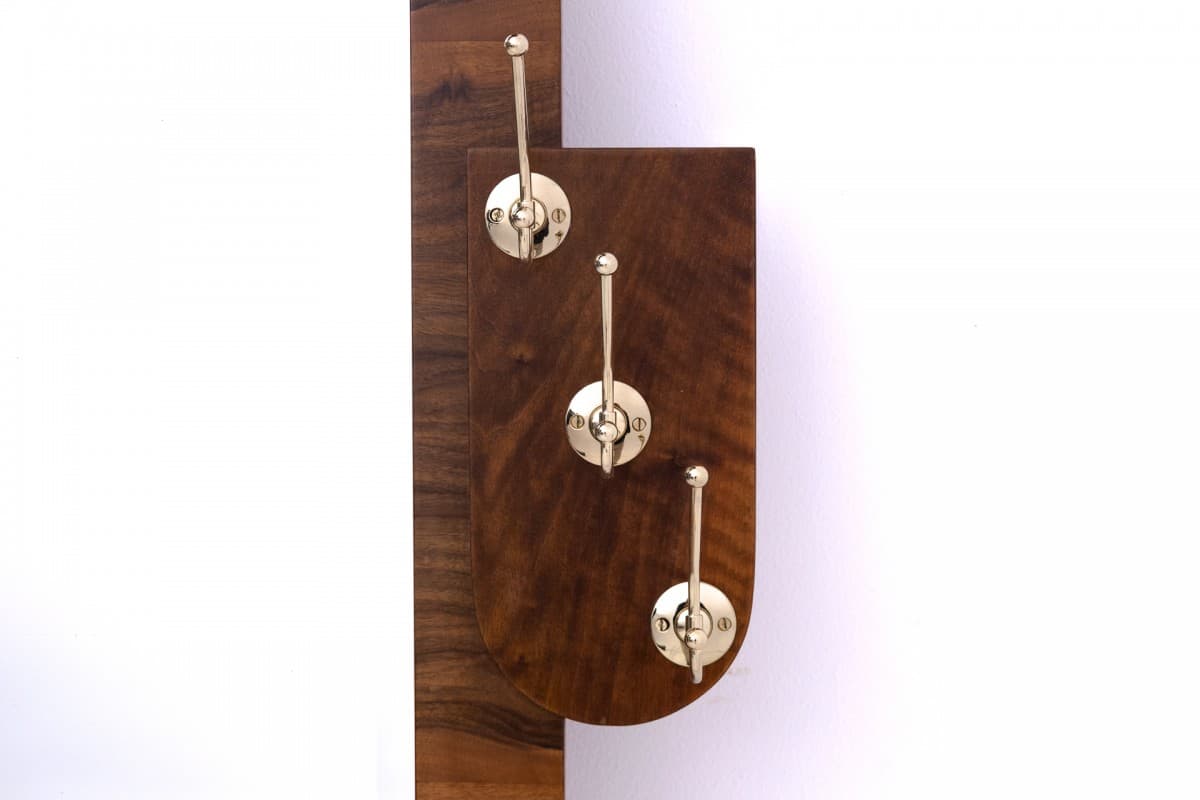 Hall stand Art Deco, walnut brown, Poland, 1950s. - 76645