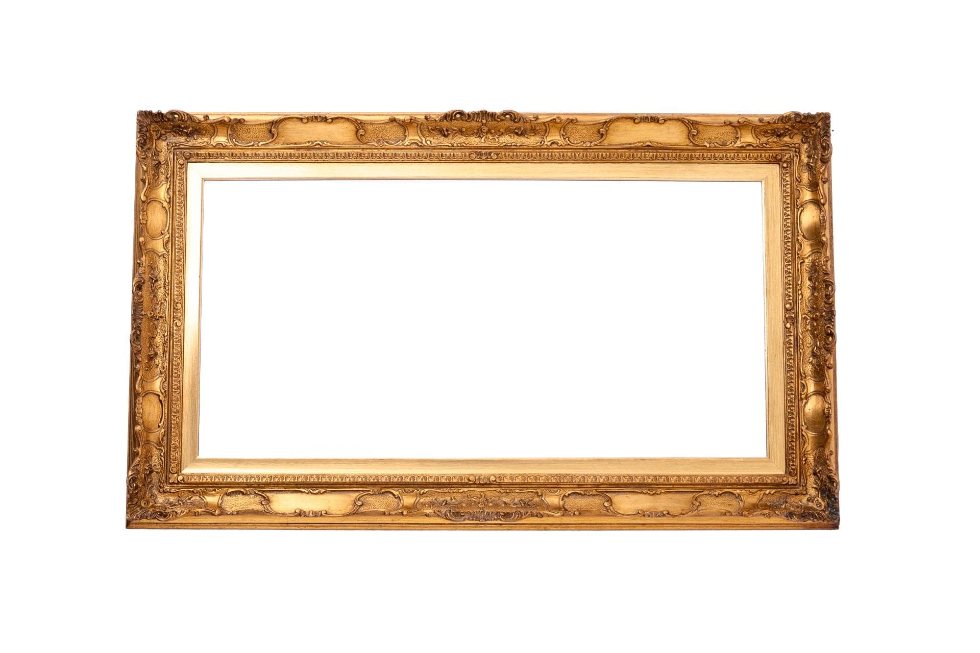 Rectangular mirror, gilded carved wood frame, Rococo style, 18th c.