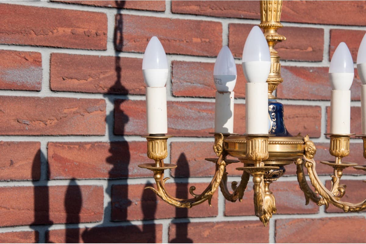 Chandelier Neo-Classical Revival, golden, brass, France, 1950s - 76671