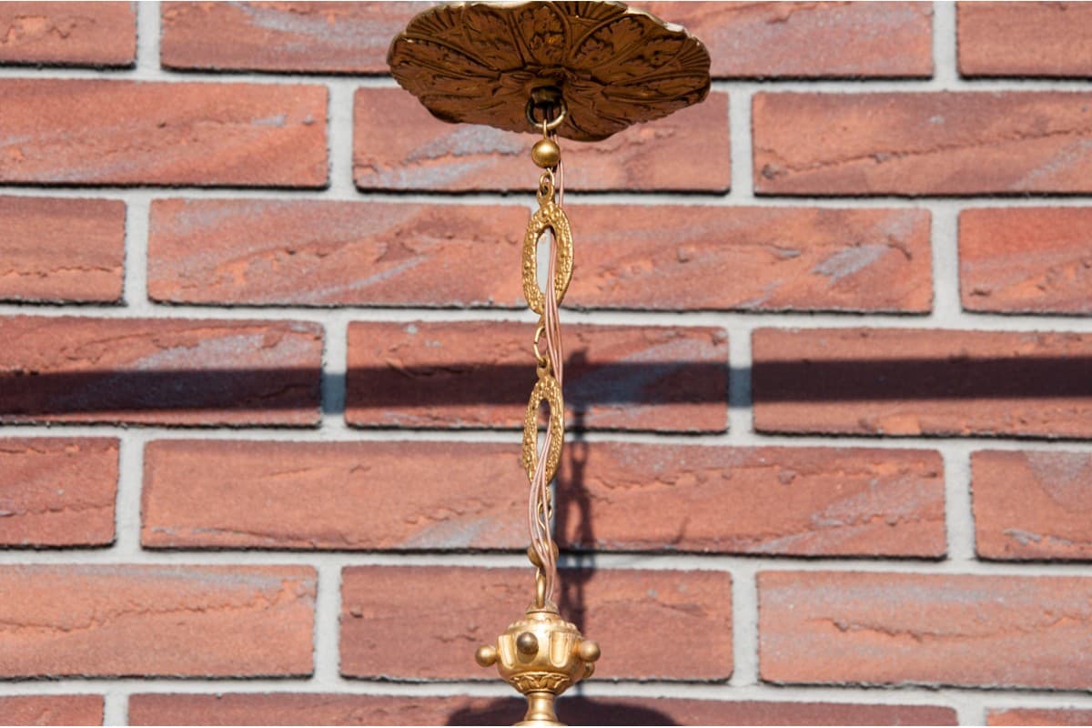 Chandelier Neo-Classical Revival, golden, brass, France, 1950s - 76668