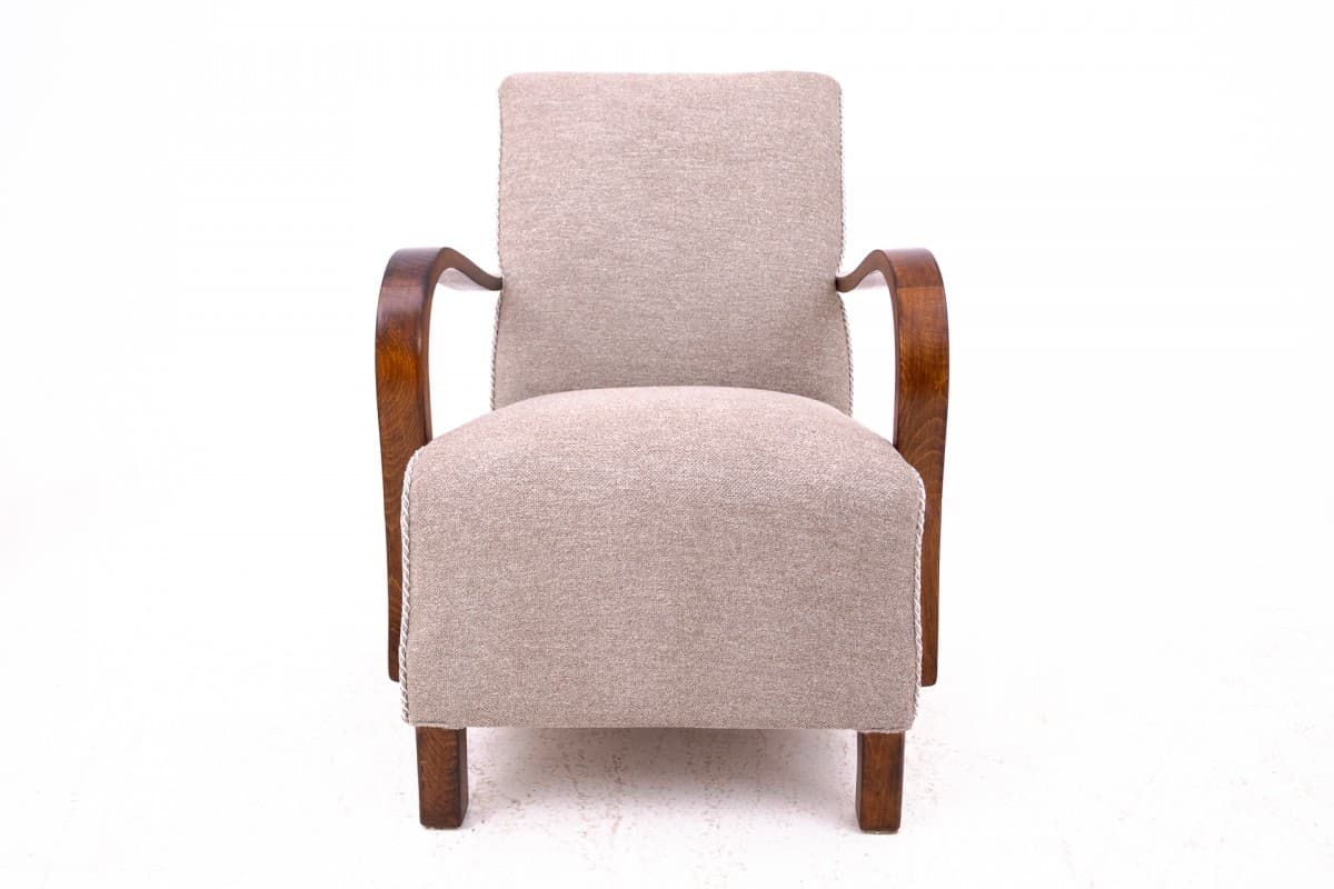 Beżowe fotele Art Deco, proj. J. Halabala, Czechosłowacja, lata 30. - 46870