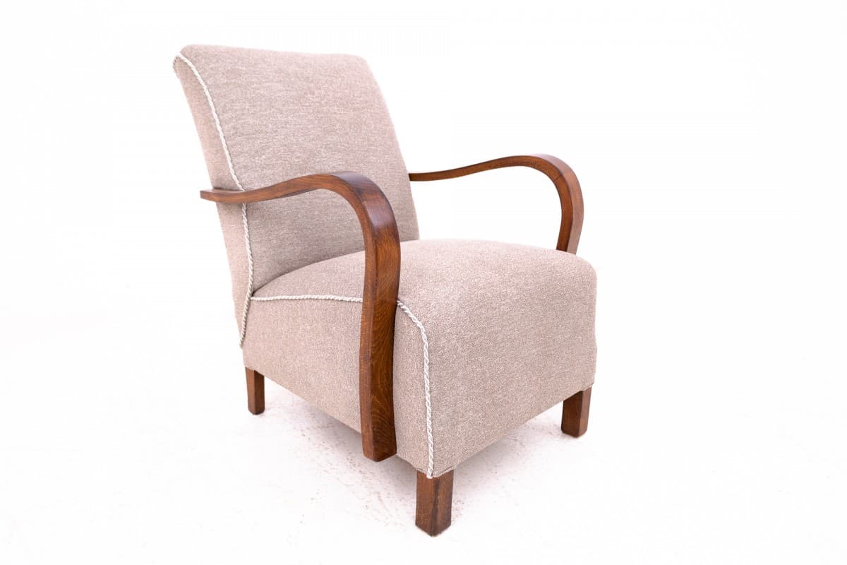 Beżowe fotele Art Deco, proj. J. Halabala, Czechosłowacja, lata 30. - 46871