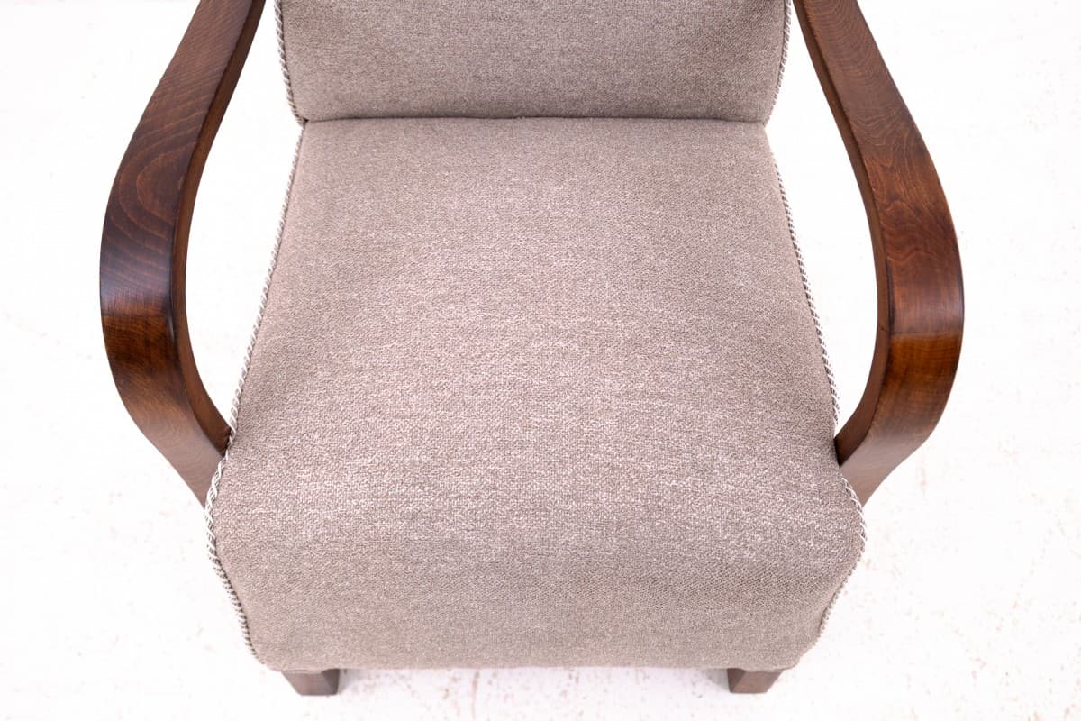 Beżowe fotele Art Deco, proj. J. Halabala, Czechosłowacja, lata 30. - 46875