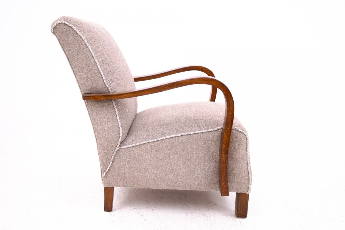 Beżowe fotele Art Deco, proj. J. Halabala, Czechosłowacja, lata 30. - 46877