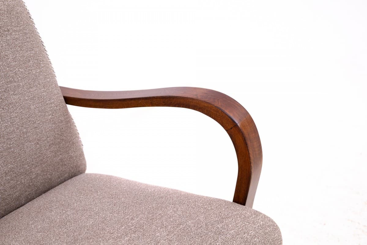 Beżowe fotele Art Deco, proj. J. Halabala, Czechosłowacja, lata 30. - 46873