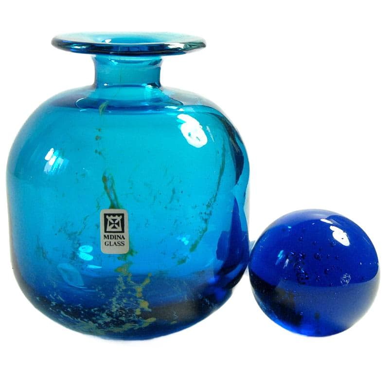 Niebieski flakon szklany, Mdina, Malta, lata 70/80 - 4199