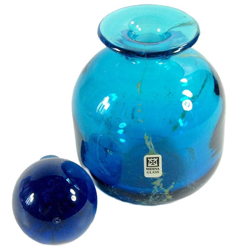 Niebieski flakon szklany, Mdina, Malta, lata 70/80 - 4198