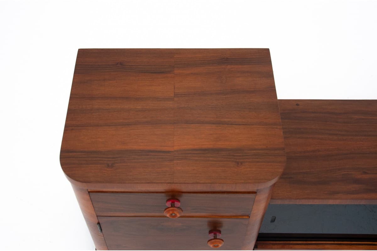 Komoda Art Deco, orzech brązowy, Polska, lata 50. - 76756