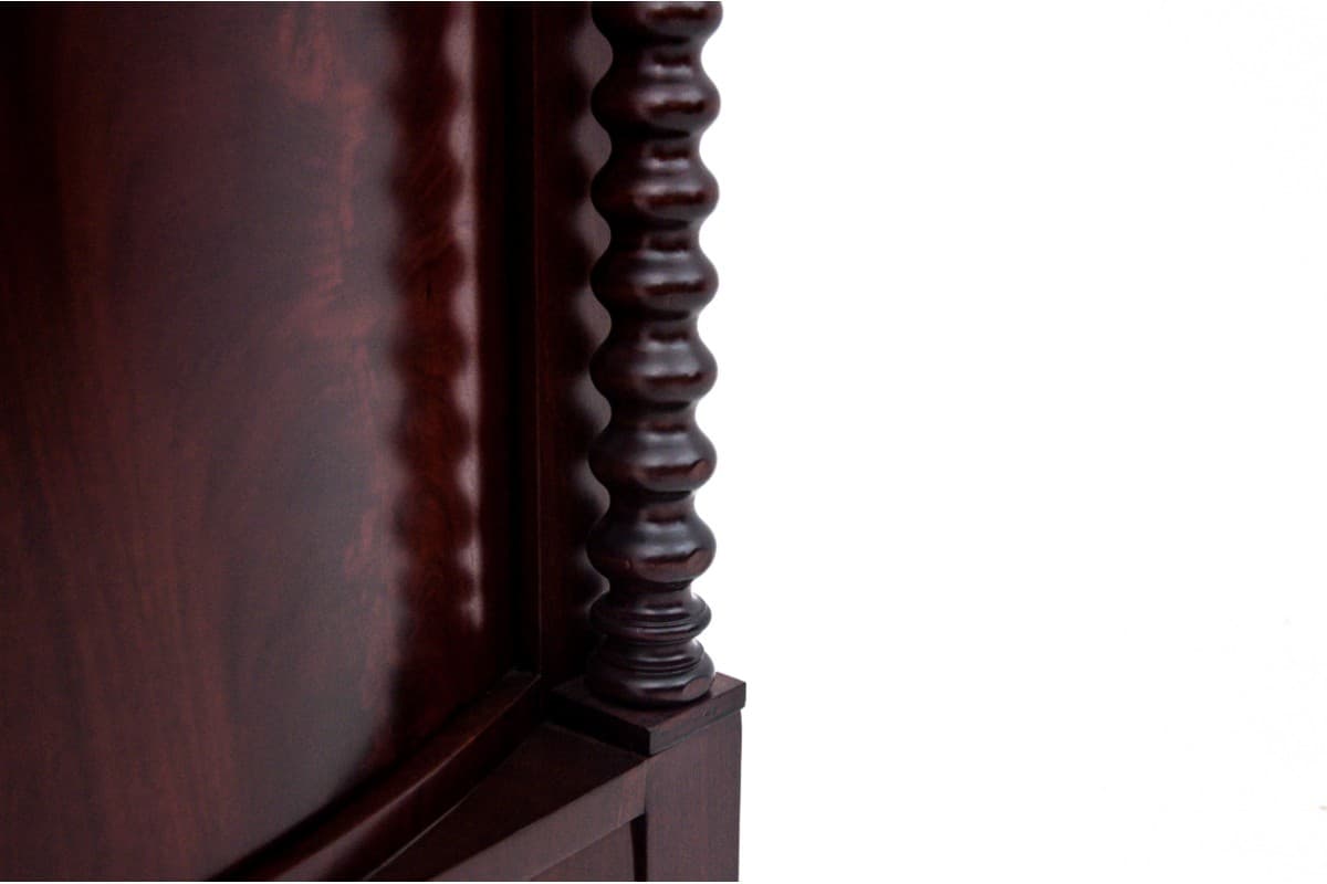 Komoda słupkowa Biedermeier, mahoń brąz ciemny, Europa Północna, XIX w. - 76769